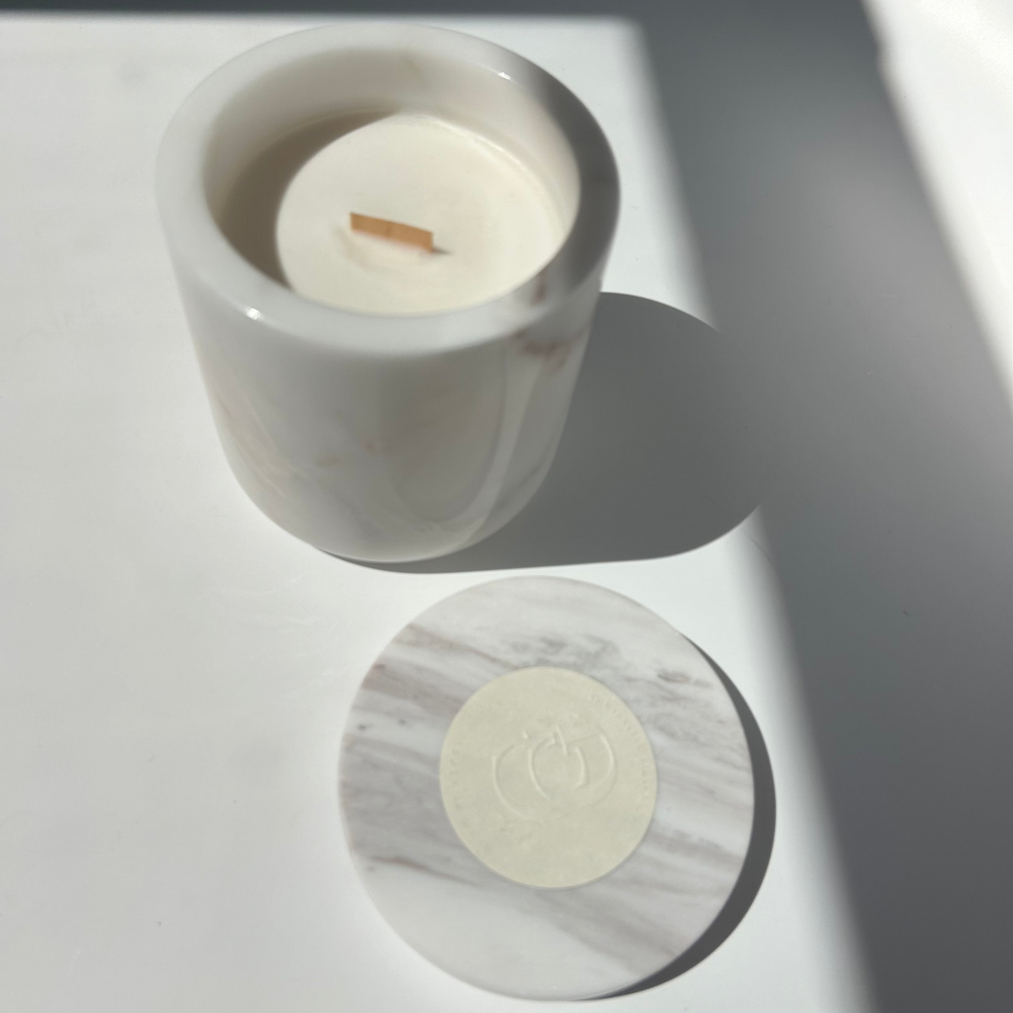 Custom White Marble Candle