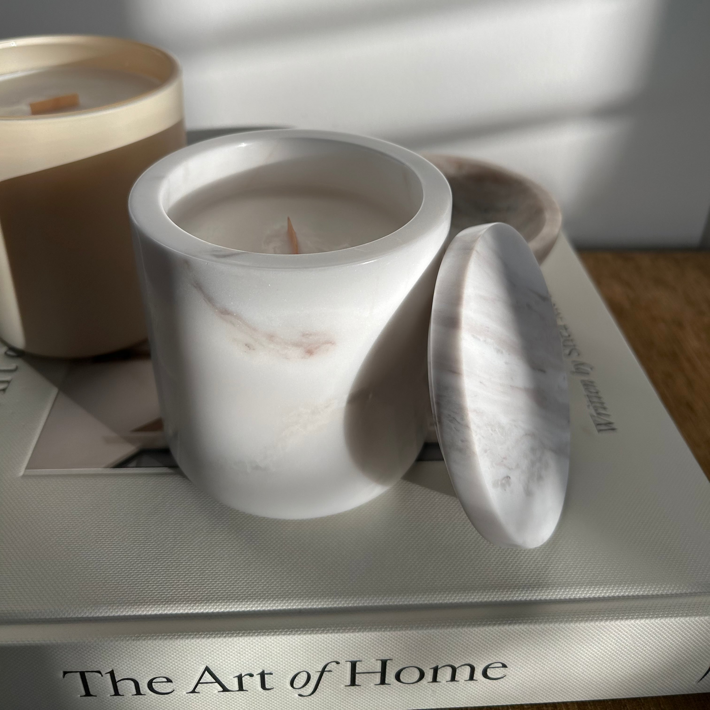 Custom White Marble Candle